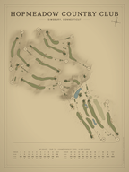Hopmeadow Country Club course map poster, Vintage style, 12×16 / 18×24