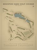 Houston Oaks Golf Course map poster, Vintage style, 12×16 / 18×24
