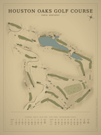 Houston Oaks Golf Course map poster, Vintage style, 12×16 / 18×24