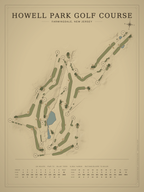 Howell Park Golf Course map poster, Vintage style, 12×16 / 18×24