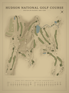 Hudson National Golf Course map poster, Vintage style, 12×16 / 18×24