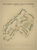 Hulman Links Golf Course map poster, Vintage style, 12×16 / 18×24