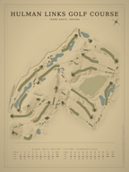 Hulman Links Golf Course map poster, Vintage style, 12×16 / 18×24