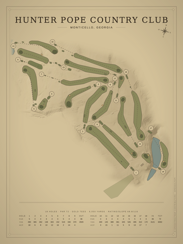 Hunter Pope Country Club Course Map poster