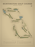 Huntington Golf Course map poster, Vintage style, 12×16 / 18×24