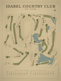 Idabel Country Club course map poster, Vintage style, 12×16 / 18×24