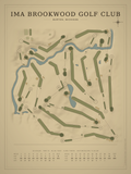 IMA Brookwood Golf Club course map poster, Vintage style, 12×16 / 18×24