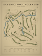 IMA Brookwood Golf Club course map poster, Vintage style, 12×16 / 18×24