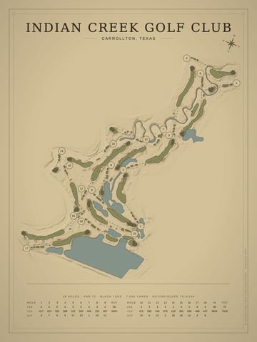 Indian Creek Golf Club Course Map poster