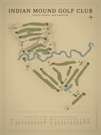 Indian Mound Golf Club course map poster, Vintage style, 12×16 / 18×24