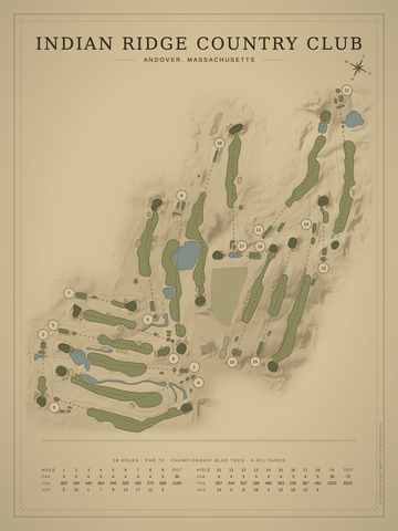 Indian Ridge Country Club Course Map poster