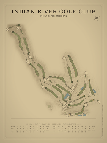Indian River Golf Club Course Map poster