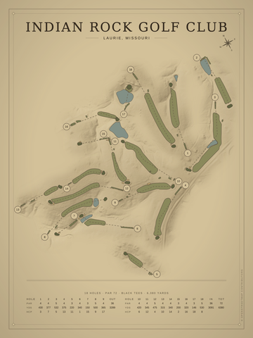 Indian Rock Golf Club Course Map poster
