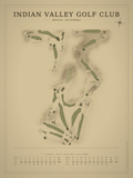 Indian Valley Golf Club course map poster, Vintage style, 12×16 / 18×24