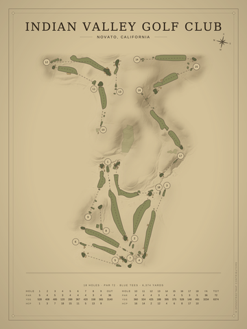 Indian Valley Golf Club Course Map poster