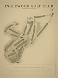 Inglewood Golf Club course map poster, Vintage style, 12×16 / 18×24