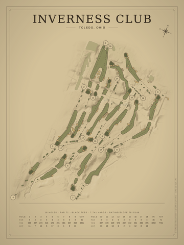 Inverness Club Course Map poster