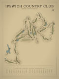 Ipswich Country Club course map poster, Vintage style, 12×16 / 18×24