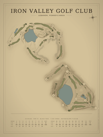 Iron Valley Golf Club Course Map poster