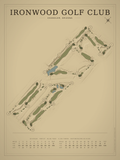 Ironwood Golf Club course map poster, Vintage style, 12×16 / 18×24