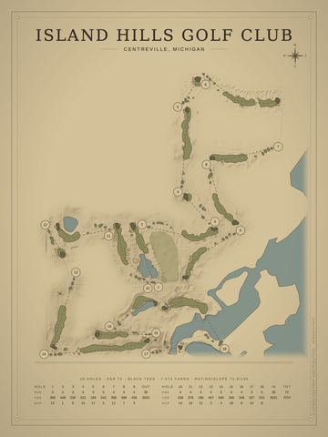 Island Hills Golf Club Course Map poster
