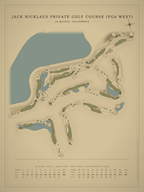 Jack Nicklaus Private Golf Course (PGA West) course map poster, Vintage style, 12×16 / 18×24