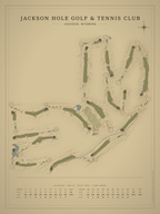 Jackson Hole Golf & Tennis Club course map poster, Vintage style, 12×16 / 18×24