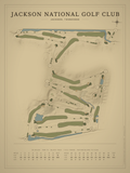 Jackson National Golf Club course map poster, Vintage style, 12×16 / 18×24