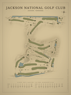 Jackson National Golf Club course map poster, Vintage style, 12×16 / 18×24
