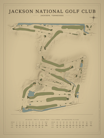 Jackson National Golf Club Course Map poster