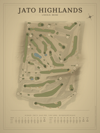 Jato Highlands course map poster, Vintage style, 12×16 / 18×24