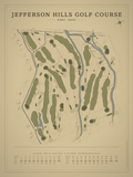 Jefferson Hills Golf Course map poster, Vintage style, 12×16 / 18×24