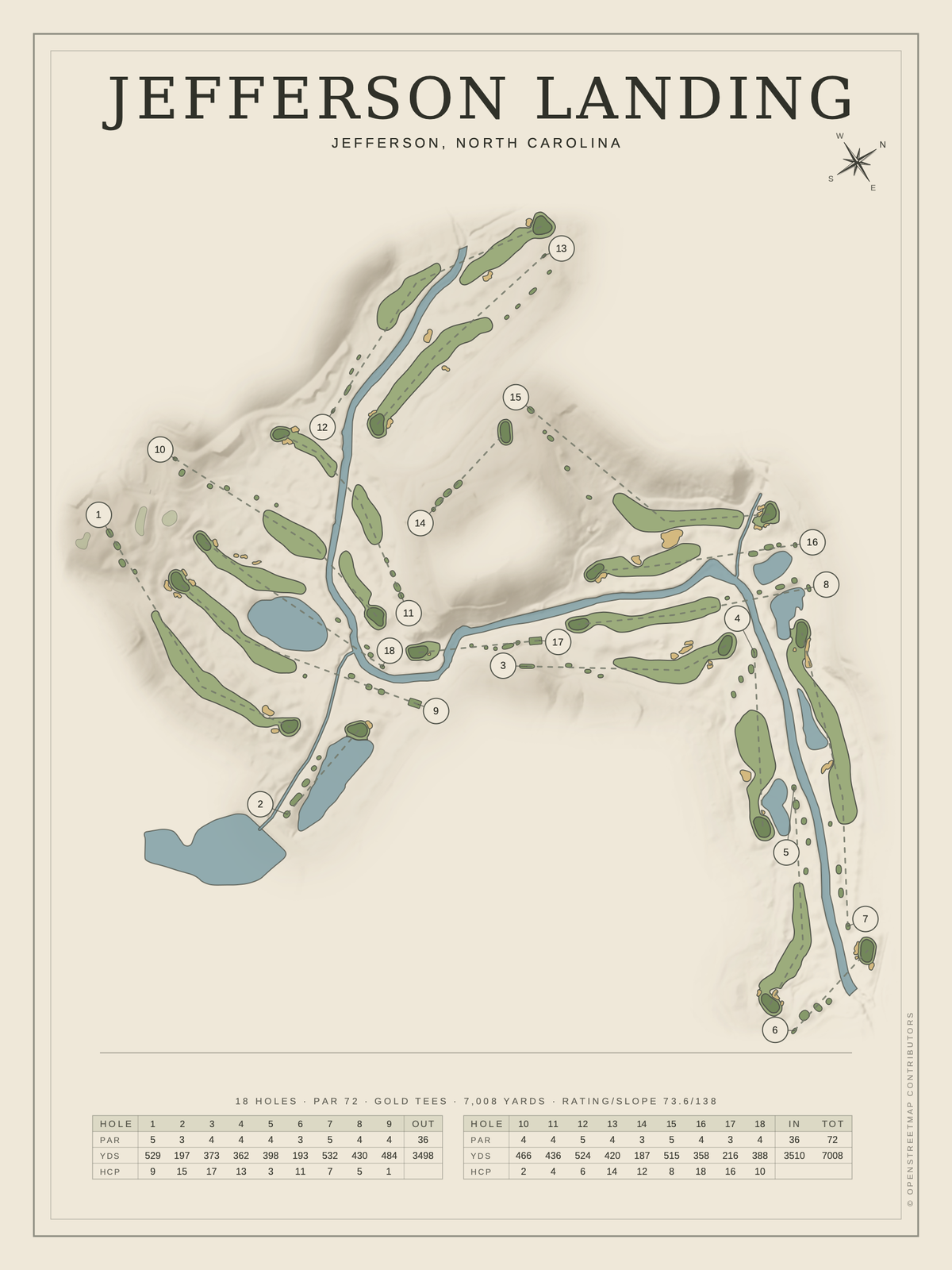 Jefferson Landing course map poster, Classic style, 12×16 / 18×24
