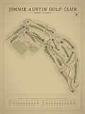 Jimmie Austin Golf Club course map poster, Vintage style, 12×16 / 18×24
