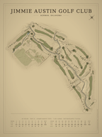Jimmie Austin Golf Club course map poster, Vintage style, 12×16 / 18×24