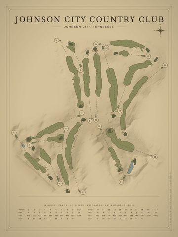 Johnson City Country Club Course Map poster