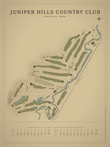Juniper Hills Country Club Course Map poster