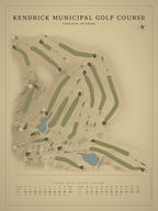 Kendrick Municipal Golf Course map poster, Vintage style, 12×16 / 18×24
