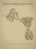 Kettle Brook Golf Club course map poster, Vintage style, 12×16 / 18×24