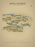 Kiva Dunes course map poster, Vintage style, 12×16 / 18×24