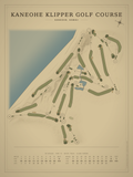 Kaneohe Klipper Golf Course map poster, Vintage style, 12×16 / 18×24