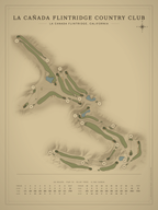 La Cañada Flintridge Country Club course map poster, Vintage style, 12×16 / 18×24
