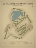 La Cumbre Country Club course map poster, Vintage style, 12×16 / 18×24