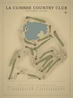 La Cumbre Country Club course map poster, Vintage style, 12×16 / 18×24