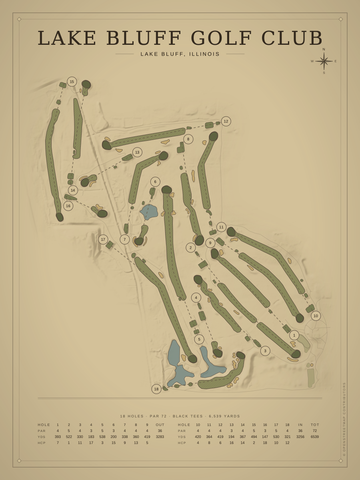 Lake Bluff Golf Club Course Map poster