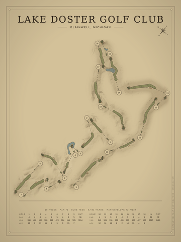 Lake Doster Golf Club Course Map poster