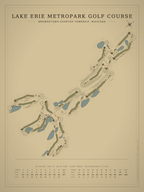 Lake Erie Metropark Golf Course map poster, Vintage style, 12×16 / 18×24