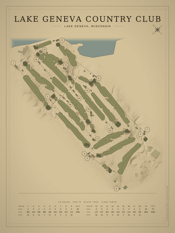 Lake Geneva Country Club Course Map poster