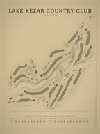 Lake Kezar Country Club course map poster, Vintage style, 12×16 / 18×24