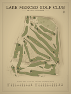 Lake Merced Golf Club course map poster, Vintage style, 12×16 / 18×24
